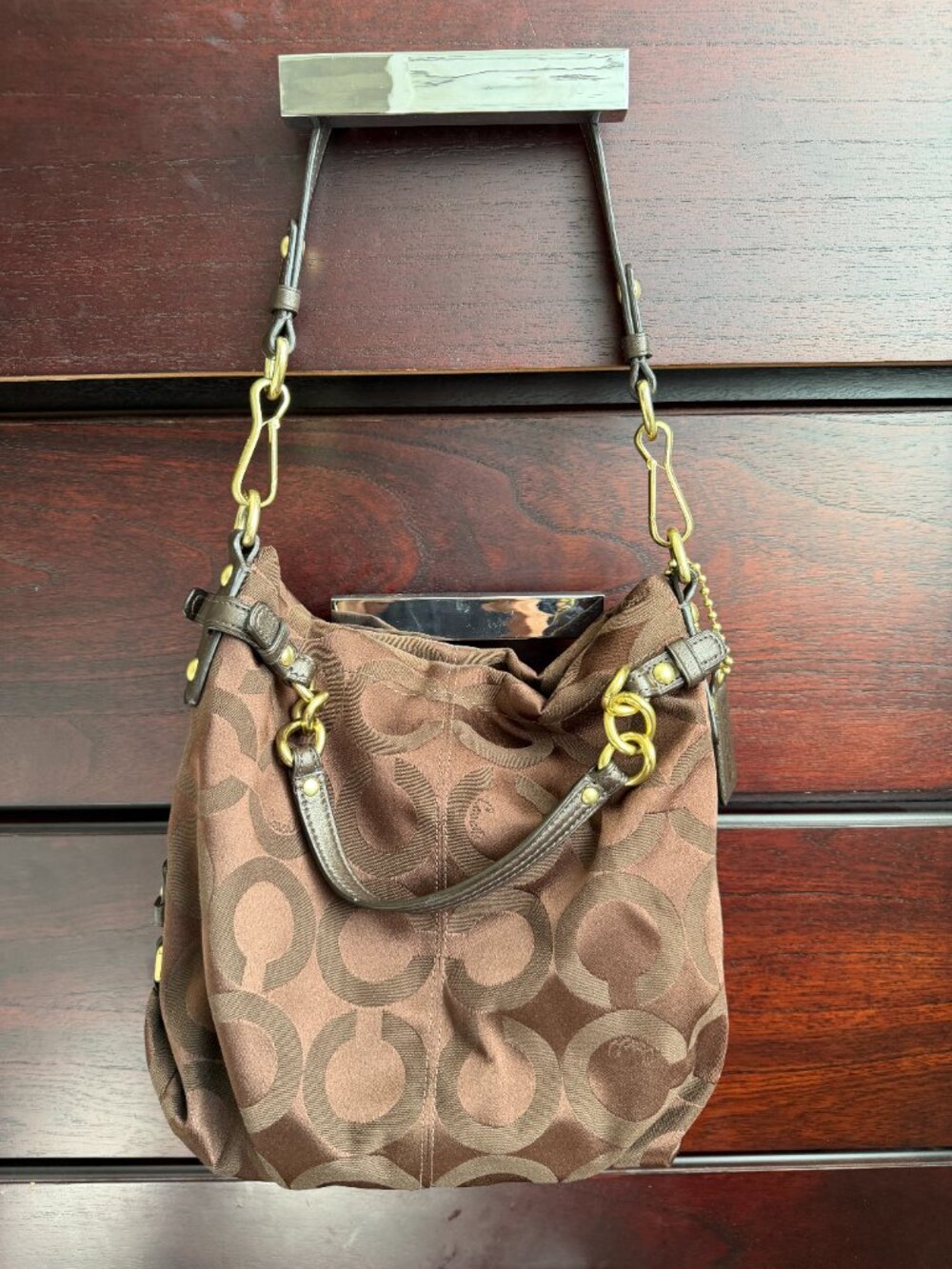 Coach Vintage Op Art Brooke Brown Canvas Bag - Picture 11 of 12